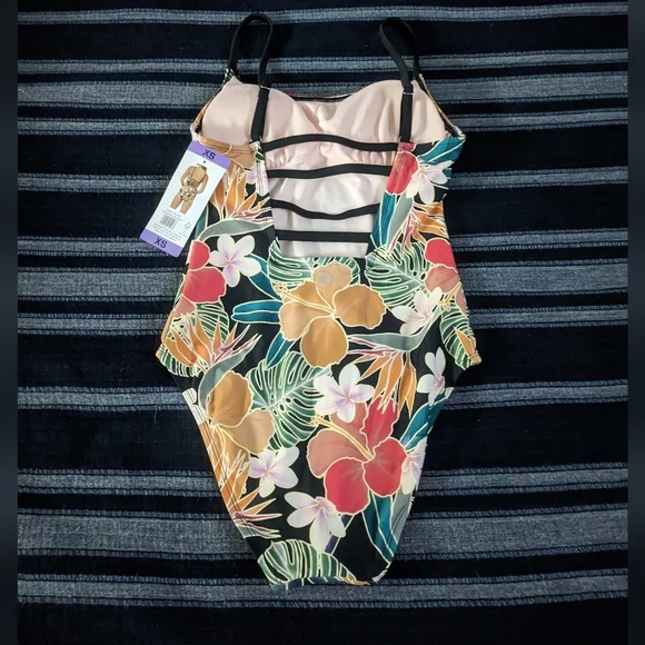 Hurley Tropical Floral Women Xtra Small Multicolor Swim Suit UPF 50 042024 - Picture 3 of 10